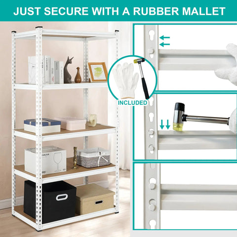 White 5 Tier Metal Storage Shelves 31.5 By 15.75 By 72 Inches Adjustable Utility Rack For Garage Kitchen Heavy Duty Steel Construction Effortless Home Organization That Handles All The Daily Grind