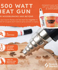 Powerful 1500 Watt Heat Gun for Crafting and Wood Burning, Dual Temperature 842F-1202F, woodburning stencils and heat settings