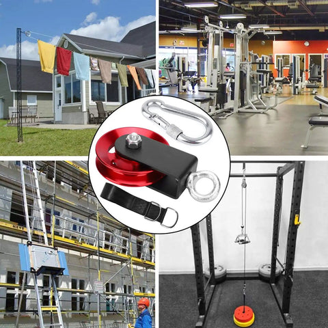 Heavy Duty Lightweight Aluminum Cable Pulleys With Hanging Strap Kit Red 2 Pack For Home Gyms Lat Pulley System Snatch Block Wheel