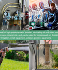 Collage showing uses of Fuel Line Hose 4mm ID 10mm OD 4.9ft Long NBR Rubber Heat Resistant High Pressure Oil Gas Line in various settings