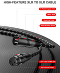 XLR Cables 3ft 2 Pack Balanced Microphone Cables From Male To Female 3 Pin Nylon Braided showcasing metal shell and latch clips