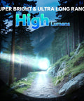 Ultra Bright LED Rechargeable Flashlights Two Pack With LCD Battery Display illuminating a forest path at night