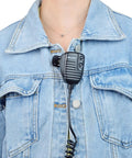 Round Knob Microphone Hanger Mount with Back Clip for CB Radios on denim jacket, Easy Access Mic Holder