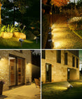 Outdoor Solar Spot Lights 10 Pack With 76 LEDs, IP65 Waterproof Landscape Pathway Garden Lights featured in various settings