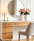 Dresser with 8 Pack Gold Bow Dresser Knobs Set For Cabinets And Drawers, Metal Decorative Handles, in modern bedroom setting