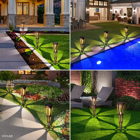 Solar Pathway Lights Outdoor 6 Pack LED Waterproof Conical Garden Stakes For Yard Path Patio Driveway Decor Bronze Finish