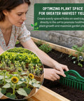 Woman using Seven Piece Seed Dispenser Set With 12 Hole Seeder Upgraded Mini Seed Spreader for garden planting.