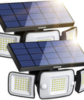 Heavy Duty Solar Outdoor Lights With 6000mAh Battery, Motion Sensor And Dual Sensors, Waterproof Flood Lights