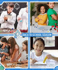 Science Mini Erasers 80 Pack With Eight Pattern Erasers Microscope U Shaped Magnets DNA Molecule Physical Formula Light Bulb Globe Conical Flask Kid Friendly Back To School Classroom Prizes For Students And Teachers shown with kids in classroom.