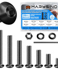 159 Piece M6 Screw Set with Button Head Socket Cap Screws Grade 10.9 Carbon Steel Black Oxide Finish Includes Nuts and Washers and Hex Wrenches for DIY Projects