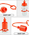 ANCIMOON 3/8 in hydraulic quick-connect coupler with red dust cap; metal body