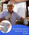 Two Pair Cut Resistant Half Finger Gloves For Home Use Gray And Black, Durable Finger Protection For Kitchen, DIY