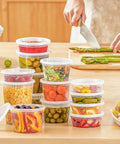 60 Count Deli Containers With Lids For Grab And Go Meals, 32 Oz 16 Oz 8 Oz Sets, 20 Each, showing food storage, BPA Free