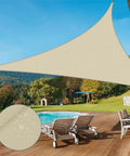 Waterproof Sun Shade Sail Triangle 12x12x17 Outdoor Canopy With UV Block Curved Edge for Patio and Pool in Beige