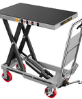 Heavy Duty Hydraulic Lift Table Cart With 1100 Lb Capacity Single Scissor Lifts Up To 34.7 Inches Gray Finish Built Tough