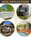 Four Pack Post Anchor Base Set Black Powder Coated Deck Post Brackets used in fence, mailbox, pergola, and decking applications