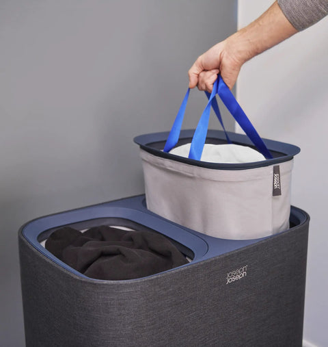 Tota 90 Liter Laundry Hamper With Dual Compartment Separation And Lid Includes 2 Removable Wash Bags With Handles For Easy Sorting