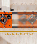 Top view of Ultimate Slab Flattening Router Sled with 3-Axis Gantry Jig and 3.5 Inch Router Lift showing Y-axis stroke.