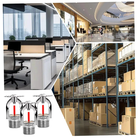 Heavy Duty Fire Sprinkler Head Pendant Type Quick Response Trigger 68 Degrees Celsius 155 Fahrenheit in office and warehouse settings.