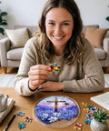 Woman assembling Floral Branches Acrylic Puzzle Sun Catcher For Doors And Windows Two In One Puzzle And Hanging Ornament Kit