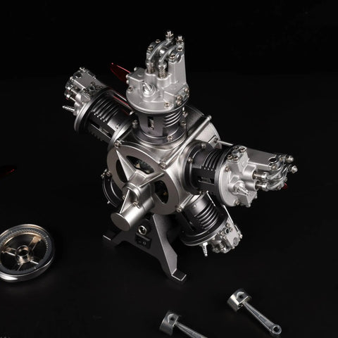 Jet Engine Model Kit 5 Cylinder Radial Engine That Runs Mechanical Metal Assembly With 230 Plus Parts DM116 close-up view