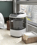 Super Duper Handy Portable Mini Washing Machine With Five Point Five Lbs Capacity And Quick Spin Tub, No Sweat Semi Auto Compact Laundry Washer For Tight Dorm Rooms And Rv Weekend Getaways, Chill Grey Vibe in a stylish room setting.