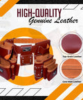 Oil Tanned Premium Heavy Duty Tool Belt with 22 Pockets for Carpenters in XL Maroon, Top-Grain Leather