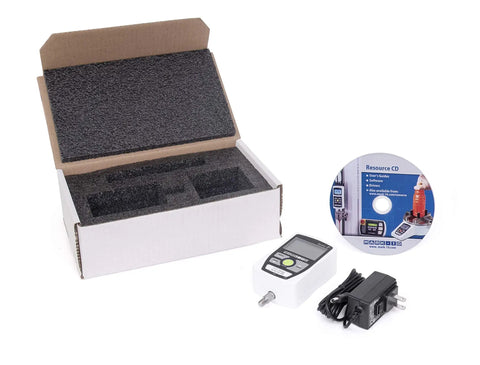 M2 Digital Force Gauge 500 Lbf Capacity For Legit Precision Testing - Ultra Compact 500 Hz Sampling 0.5% Accuracy Overload Protected To 200% Reversible Display And Housing Tough Material Testing Tool in box with charger and CD