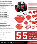 Valve Lockout Tagout Kit For 55 LOTO Devices Including Ball, Butterfly, And Gate Valves, Locks, Cables, Hasps, And Tags, OSHA Compliant