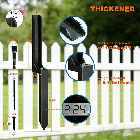 Two Pack Heavy Duty Fence Post Repair Kit Quick Fix For Broken Or Leaning Wooden Fences No Fuss Install Black Anti Rust Post Anchors