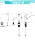 Dimensions of Two Handle Kitchen Faucet With Side Spray In Polished Chrome and Modern High Arc Sink Faucet design