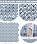 Front and back view of 50 Pack Interlocking Drainage Mats 10 By 10 Inch Rubber Floor Tiles, showing 0.5 inch thickness.