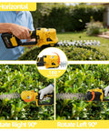 Knock Out Weeds And Overgrown Bushes With This Cordless Pole Hedge Trimmer And Grass Shears, Four In One Power Tool With 16ft Reach And 4.0Ah Battery For Tough Yard Jobs And Easy Storage Solutions, 180 degree rotating blade.