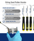 Ultimate O Ring Kit With 1560 Pcs Across 32 Sizes Nitrile Rubber Assortment Plus 4 Hook Set shown with tools in use.