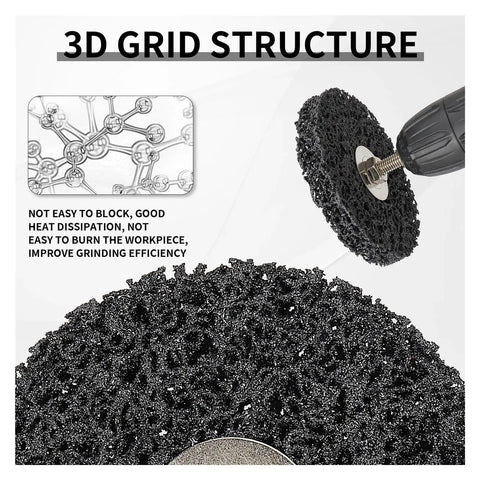 Heavy Duty 4 Pc Abrasive Strip Disc Wheels For Angle Grinder with 3D grid structure for efficient paint stripping and prep.