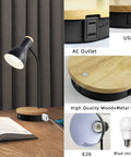 Metal Desk Lamp With Dope Wireless Charging Pad And USB Port 3 Way Dimmable Arc Bedside Light Touch Control Reading Lamp