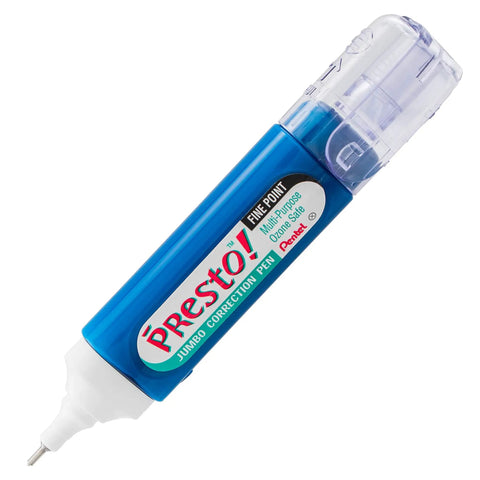 Jumbo Correction Pen With Fine Metal Tip And Flat Barrel Handle For Totally Slick Coverage On Typed Or Printed Paper Two Pack, close-up.