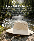 Go To Sun Hat For Women With Ponytail Hole, Wide Brim Beach Bucket Style, Lightweight Nylon, Outdoor Beige on rocks by stream