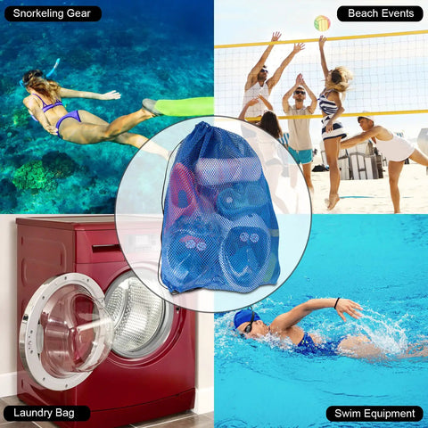 3 Pack Mesh Dive Bags Oversized 19x27 Inch Drawstring Snorkel Gear Bags For Scuba Diving, Swim Equipment, Beach Toys, Pool, Gym