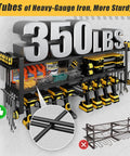 Power Tool Organizer Wall Mount Heavy Duty 350 Lbs Garage Storage Rack With Six Cordless Drill Holders 3 Tier 32 Inch Wide