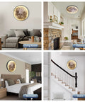 Moon Wall Light 19.7 Inch Plug In Modern LED Wall Lamp 24W Black Sconce With Warm 3000K Glow displayed in various rooms.
