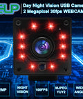 2MP Night Vision USB Webcam 1080P Full HD Video With IR Cut And 10 LED Light Board for day and night use, front view