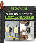 Image showing a 50ft 12/4 SJOOW portable cord, 12 AWG 4 conductor, 300V flexible electrical cable for generators and machinery.