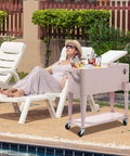 80 Quart Rolling Patio Cooler Cart Ice Chest For Outdoor Parties And Beach Days, Bright Pink Portable Beverage Cooler With Wheels