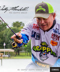 Angler using Crappie Thunder Spinning Rod And Reel Combo Dope 5 Foot 6 Inch Two Piece IM6 Graphite Blank Size 75 Reel Fast Action Green