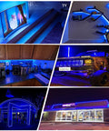 Illuminated environments using Blue Storefront LED Light Strips 40 Ft 80 Piece 5054 SMD Modules for bright commercial displays.
