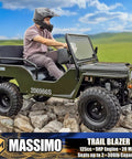 Mini 125cc Go Kart With 3 Speed Semi Automatic Transmission on rocky terrain, rugged off-road ATV style, new green design