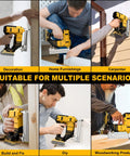 Premium 18 Gauge Cordless Brad Nailer Battery Powered Nail Gun For Woodworking Trims Drives 3 8 Inch Brads used in decoration and carpentry.