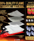 Diagram showing the layers of the 40 By 40 Inch Fire Blanket Kit With Hooks And Gloves, Inner and outer materials labeled.