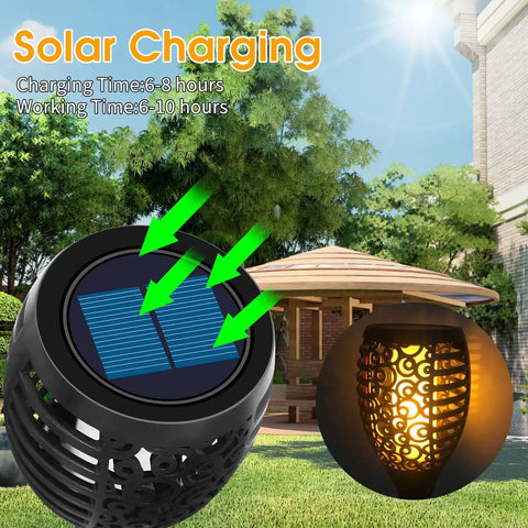 Solar Tiki Torch Lights With Flickering Flame Outdoor LED Lamp Waterproof For Yard Patio Garden And Porch Landscape Decor